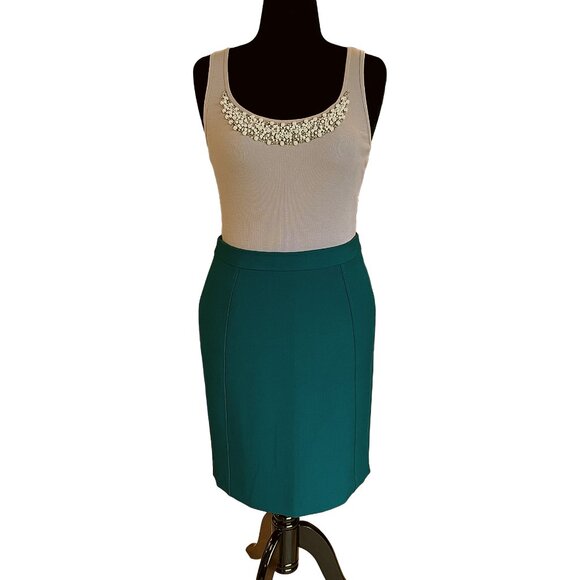 Embellished Tank + Evergreen Pencil Skirt 2-Piece Outfit — Women’s Medium & 10 - Picture 2 of 16